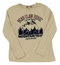 Béžové triko s medvědem a horami George