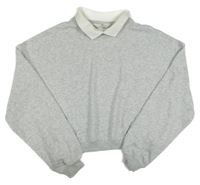 Sivá melírovaná crop mikina s golierikom H&M