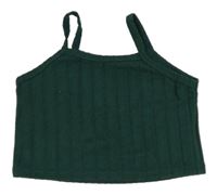 Tmavozelený rebrovaný úpletový crop top