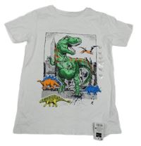 Nové - Bílé tričko s dinosaury Dunnes