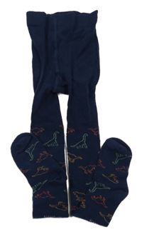 Tmavomodré punčocháče s dinosaury Lily & Dan