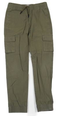 Khaki plátěné cargo cuff kalhoty Primark