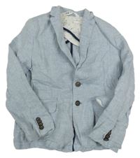Modro-bílé vzorované lněné sako H&M