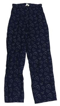 Tmavomodré vzorované pyžamové nohavice Pocopiano
