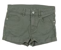 Khaki rifľové kraťasy H&M