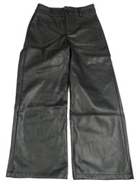 Černé koženkové široké kalhoty Primark