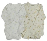 2x body - bílé se slony + smetanové květované 