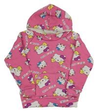 Růžová zateplená mikina s Hello Kitty a kapucí 