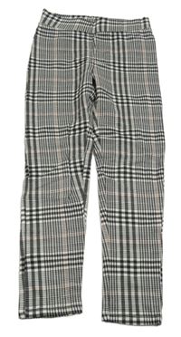 Černo-bílo-růžové kostkované legíny H&M