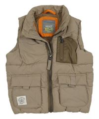 Hnědá šusťáková zateplená vesta s kapsami Next