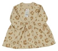 Nové - smetanovo-hnědé vzorované teplákové šaty F&F