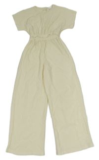 Smetanový žebrovaný lehký kalhotový overal Zara