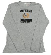 Sivé melírované pyžamové tričko s nápismi H&M