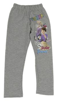 Šedé melírované tepláky s Frozen 