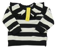 Nové - bielo-čierna pruhovaná ľahká mikina s golierom shein