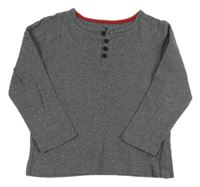 Sivé melírované tričko s gombíkmi Rebel