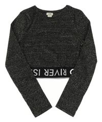 Čierno-strieborné crop tričko s nápisom River Island