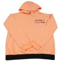 Neonově oranžová mikina s černým nápisem a kapucí Page one young