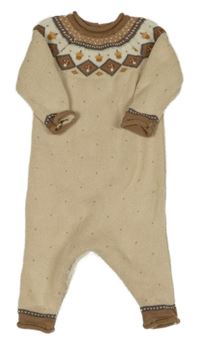 Béžový pletený overal s hnědým vzorem Next