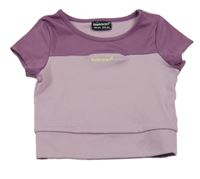 Lila-fialové sportovní crop tričko 