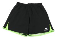 Čierne športové kraťasy so zeleným lemem a logom erima
