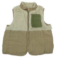 Béžová šusťáková/huňatá vesta s kapsou Next