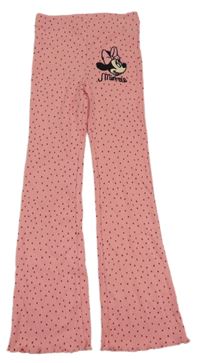 Růžové puntíkaté žebrované flare legíny s Minnie H&M