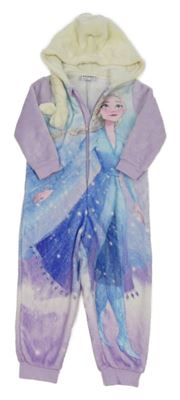 Fialovo-smotanová plyšová kombinéza s Elsou a kapucňou Disney