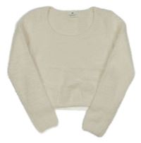 Smotanový chlpatý crop sveter H&M