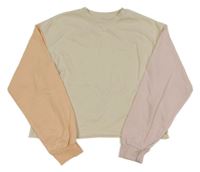 Smetanovo-meruňkovo-ružová crop mikina H&M
