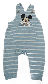Modro-bílé pruhované laclové tepláky s Mickeym Disney