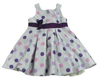 Sivo-fialovo-ružové bodkovaná é slávnostné šaty Mothercare