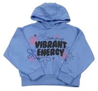 Modrá crop mikina s nápisom a kapucňou zn. Matalan