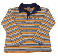 Sivo-modro-oranžové pruhované polo tričko