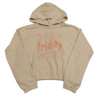 Pudrová crop mikina s nápismi a kapucňou H&M