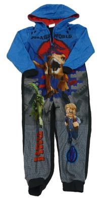 Modro-sivá fleecová kombinéza s diny a kapucí - LEGO George