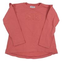 Jahodová mikina s výšivkou a volánikmi