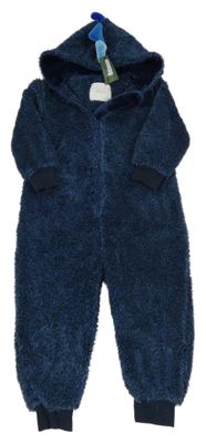 Černo-tmavomodrá melírovaná chlupatá kombinéza s kapucí a ostny Next