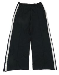 Černo-stříbrné široké tepláky s třpytivými pruhy M&S