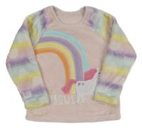 Svetloružová -farebná plyšová mikina s jednorožcom Nutmeg