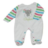 Bielo-farebný zamatový overal so slonom