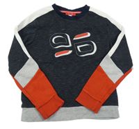 Tmavomodro-bielo-červená mikina s číslom Okaidi