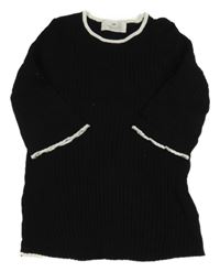 Čierno-biele svetrové úpletové rebrované šaty H&M