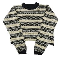 Smetanovo-čierny vzorovaný crop sveter Primark