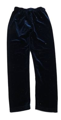 Tmavomodré trblietavé zamatové legíny Little kids