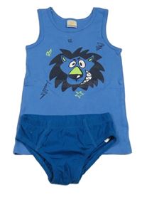 2set - Modrý nátělník s lvíčkem + tmavomodré slipy 