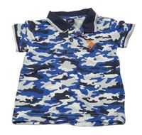 Tmavomodro-sivo-biele army polo tričko so žralokom Kiki&Koko