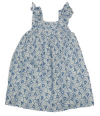 Bielo-modré kvetované perforované šaty Primark