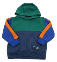 Tmavomodro-zeleno-oranžová mikina s kapucí Next