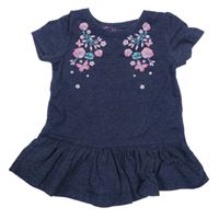 Tmavomodrá tunika s květy Primark